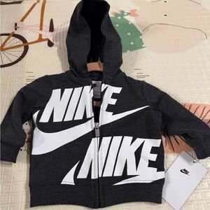 Nike NWT Kids baby boy 3mos long sleeve winter Gray full zip Hooded sweatshirt